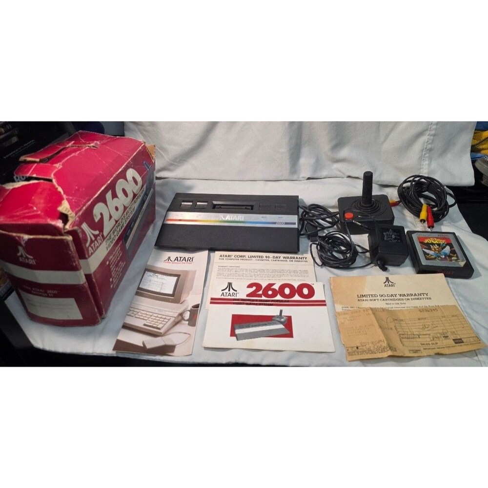 Vintage ATARI 2600 1987 Release Compact Junior Console System Original Box Lot